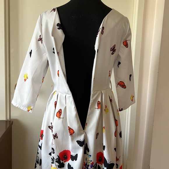 Vintage Bespoke Butterfly Print Fit and Flare Dress M EUC - Picture 9 of 13